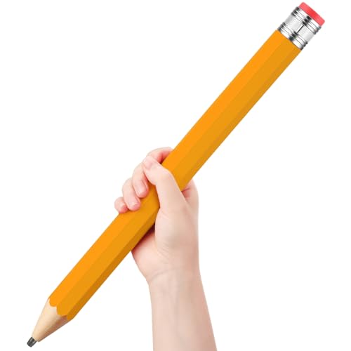 16 Inch Wooden Large Jumbo Pencils Giant Big Funny Wood Pencil with Cap and Eraser Fun Novelty Gifts for Kids School Kindergarten Home Office Prop Supplies (Yellow) - color: Yellow