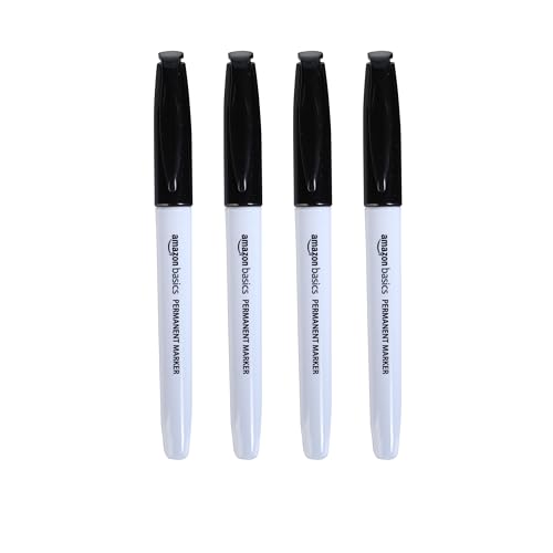Amazon Basics Fine Tip Point Permanent Markers for Office, School, and Home Use, Black, 4 Pack - color: Black, size: 1 Count (Pack of 4)