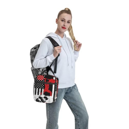 Weightlifting American Flag Lunch Bag 10In | Insulated Lunch Box Reusable Tote Bag For Picnic Office For Women Men - color: Style 4