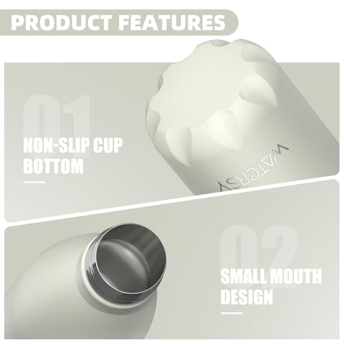 WATERSY Stainless Steel water bottles,17oz/500ml Insulated Water Bottles,Cream White metal water bottle Keeps Drink Cold and Hot,BPA Free kids water bottles for School,Gym,Travel,Sports - color: Cream White