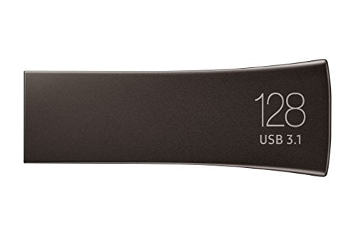 SAMSUNG BAR Plus 3.1 USB Flash Drive, 128GB, 400MB/s, Rugged Metal Casing, Storage Expansion for Photos, Videos, Music, Files, MUF-128BE4/AM, Titan Grey - color: Gray, style: 128 GB
