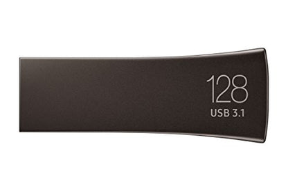 SAMSUNG BAR Plus 3.1 USB Flash Drive, 128GB, 400MB/s, Rugged Metal Casing, Storage Expansion for Photos, Videos, Music, Files, MUF-128BE4/AM, Titan Grey - color: Gray, style: 128 GB