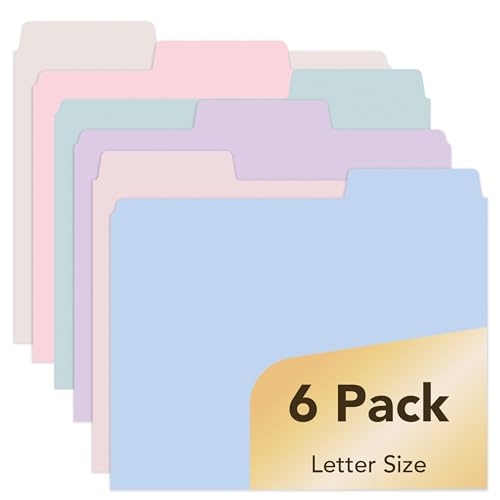 Mr. Pen- Pastel File Folders, 1/3 Cut Tab, 6 Pack, Letter Size | Colored Letter Office Supplies File Folders - color: Pastel Colors, size: 6 per Pack