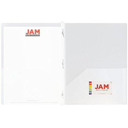 JAM PAPER Plastic Color POP Folders - 2 Pocket Durable Folders with Metal Prongs Fastener Clasps - Clear - Bulk 96/Pack - color: Clear, size: 96 Per Pack