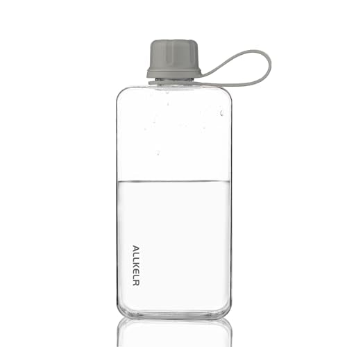 Portable Flat Water Bottle, 13.5 oz, Gray | BPA-Free Tritan, leakproof, slim fit for purses, lightweight for hiking, backpacking, travel - color: Gray, size: 13.5 Ounces