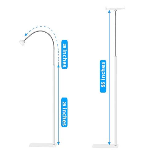 Tablet Floor Stand Holder with Flexible Gooseneck and Stable Base, Compatible with Tablet and Cell Phones (3.5''-9.7''), White - color: WHITE