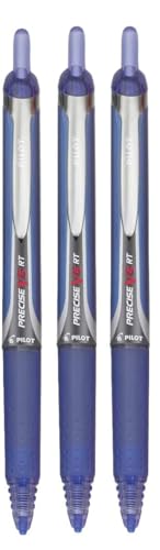 Precise V5 RT Retractable Rolling Ball Pens, Extra Fine Point (.5mm), Blue Ink, 3-pk; Premium Comfort Grip, Bundle with Plastic Reusable Pouch - color: Blue, size: 3 Count (Pack of 1)