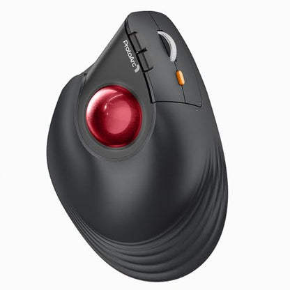 ProtoArc Vertical Wireless Trackball Mouse, EM05 NL Bluetooth Ergonomic Rollerball Mouse Rechargeable Computer Laptop Thumb Mice, 3 Device Connection, Compatible with iPad, Mac, Windows, PC-Red - color: Red