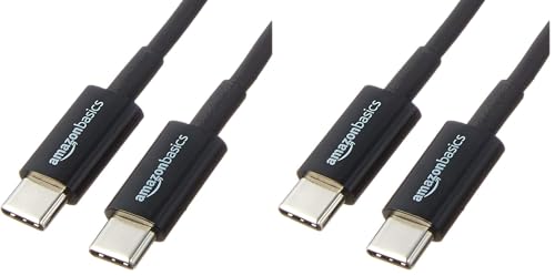 Amazon Basics USB-C to USB-C 2.0 Fast Charging Cable, 480Mbps Speed, USB-IF Certified, for Apple iPhone 16/15, iPad, Samsung Galaxy, Tablets, Laptops, 3 Foot, Black (Pack of 2) - color: Black, size: 3-Foot (Pack of 2)