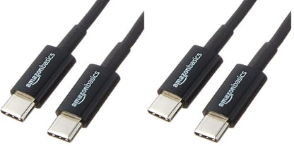 Amazon Basics USB-C to USB-C 2.0 Fast Charging Cable, 480Mbps Speed, USB-IF Certified, for Apple iPhone 16/15, iPad, Samsung Galaxy, Tablets, Laptops, 3 Foot, Black (Pack of 2) - color: Black, size: 3-Foot (Pack of 2)