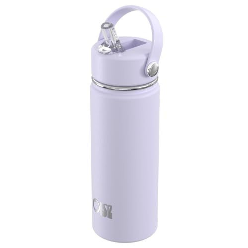 OISIZ 18oz Kids Water Bottle with Straw Lid, Vacuum Insulated Water Bottle Stainless Steel Water Bottles for Kids for School, Leakproof Water Bottle, BPA Free and Keep Cold for 24 Hours - color: Light Purple, size: 18 Ounces