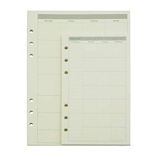 A6 Planner Refill,Month Tracker Spiral Notebook Refill,for 6 Holes Filofax/Personal Journal45sheets/90pages, 100Gsm Quality,Harphia (A6 3.74 x 6.77'',Monthly) - color: Monthly Plan, size: A6