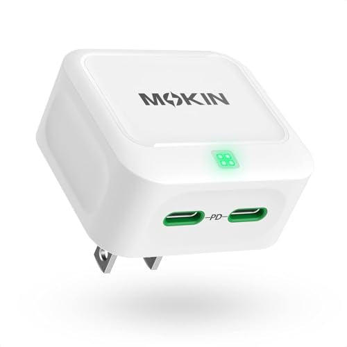 USB C Wall Charger, 45W Fast Charger Type C Charging Block Dual Port GaN+ PD Power Adapter with Foldable Plug USB C Charger Block Cube for iPhone 17 16 15 14 13 12 11 Pro Max XR XS, iPad, Samsung - color: White