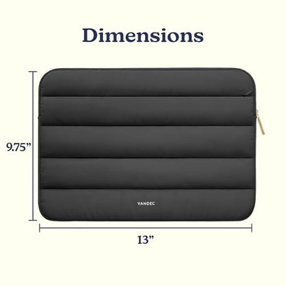 Vandel Puffy Laptop Sleeve Case for 13-14 inch Laptop Sleeve Bag Case 13.3 Inch with Zipper Pocket, Compatible with MacBook Air 13, Pro 14/13 iPad Pro 12.9, HP Dell ASUS, Computer Bag Cover - color: Black