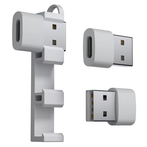 TIANSONG USB to USB C Adapter,3Pack USBC Female to USB A Male with Convenient Carrier, Type C Converter for iPhone 17/16/15/14/13/12, iPad, iWatch, AirPods,Galaxy S25/S24 (Grey) - color: Grey