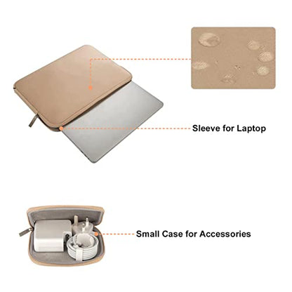 MOSISO Laptop Case 13.3 inch, 13-13.3 inch Laptop Sleeve Bag Compatible with MacBook Air/Pro 13/Pro 14 M5 M4 M3 M2 M1, HP Dell ASUS Lenovo, Neoprene Computer Sleeve Bag with Small Case, Apricot - color: Apricot, size: 13.3 inch