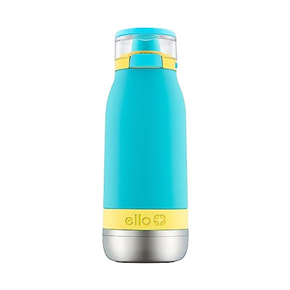 Ello Emma 14oz Insulated Stainless Kids Water Bottle with Straw, Sky | Insulated stainless steel kids water bottle with straw, leakproof locking lid, carry handle, and cold drinks for school - color: Sky