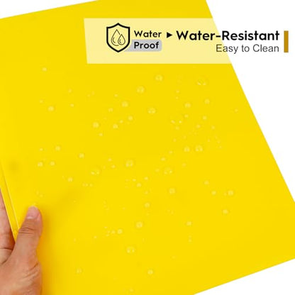 6-Pack Plastic Folders with Pockets and Prongs,2-Pocket Folders with 3 Fasteners, Holds 8-1/2" x 11" Paper for School/Office/Home, Yellow - color: Yellow, size: 6-Pack