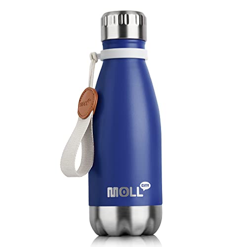 Small Water Bottle-9 oz Stainless Steel Water Bottle for Kids School Insulated Vacuum Metal Leak Proof Cola Shape Mini Water Bottle for Boys (Navy) - color: Navy, size: 9 Ounces