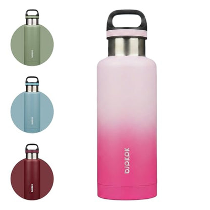 BJPKPK Insulated Water Bottle 32OZ Stainless Steel Water Bottle with Handle Double Walls Vacuum Insulated BPA Free Flask, Cherry - color: Cherry, size: 32 Ounces