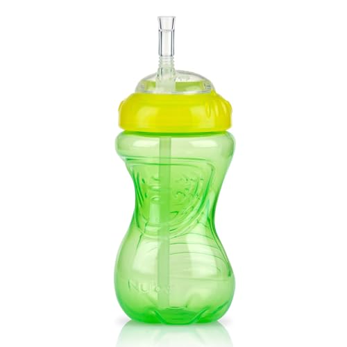 Nuby No-Spill Sippy Cup with Flex Straw - (3-Pack) 10-Ounce Bottles - Sippy Cups for Toddlers 12+ Months - Neutral Color Training Cups for Toddlers - color: Blue, Green & Yellow