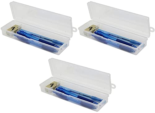 Creative Hobbies® Clear Polypropylene Mini Storage Box with Hinged Lid & Snap Closure - For Pencils, Pens, Drill Bits, Office Supplies, Organization, Tool Box and More! (3)