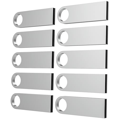 ABLAZE 8GB Flash Drive 10 Pack, Metal USB 2.0 Thumb Drives with Keychains USB Sticks Pendrives (Sliver) - color: 10 Pack, size: 8GB