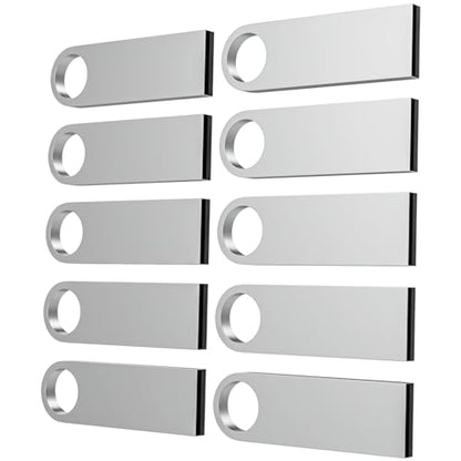 ABLAZE 4GB Flash Drive 10 Pack, Metal USB 2.0 Thumb Drives with Keychains USB Sticks Pendrives (Sliver) - color: 10 Pack, size: 4GB