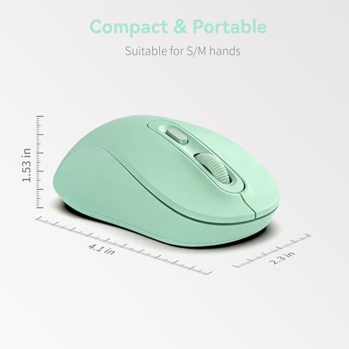 Wireless Mouse, 2026 New Model, Silent Click Ergonomic Design, Portable, 4 Buttons, Adjustable DPI (800/1200/1600), for Laptop/PC/Office (Green) - color: green