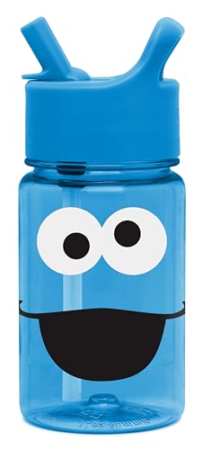 Simple Modern Sesame Street Cookie Monster Kids Water Bottle Plastic BPA-Free Tritan Cup with Leak Proof Straw Lid | Reusable and Durable for Toddlers, Boys | Summit Collection | 12oz - color: Sesame Street: Cookie Monster Big Face, style: Straw Lid | 12o