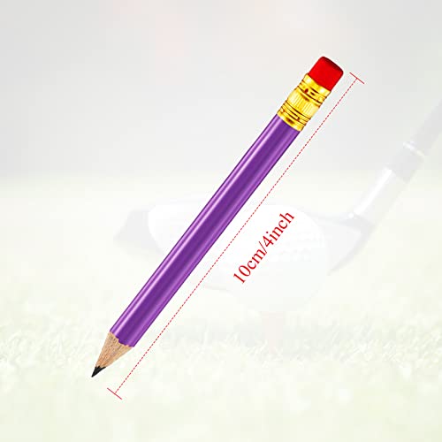 Outus 72 Pieces Golf Pencils Half Pencils with Eraser Mini Bulk Short #2 HB Pre Sharpened for Bridal Shower Wedding Office(Purple) - color: Purple