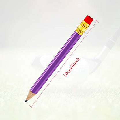 Outus 72 Pieces Golf Pencils Half Pencils with Eraser Mini Bulk Short #2 HB Pre Sharpened for Bridal Shower Wedding Office(Purple) - color: Purple