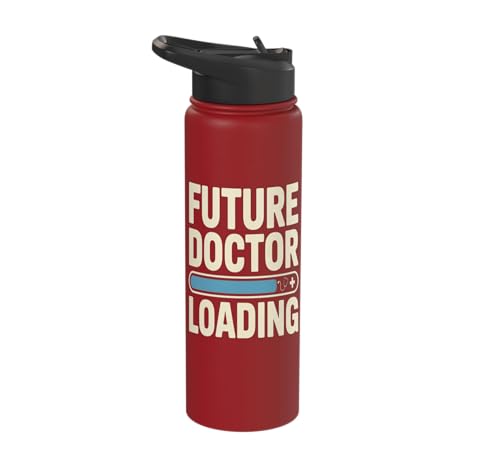 Future Doctor Loading Med Student Progress Bar Stainless Steel Insulated Water Bottle - color: Red