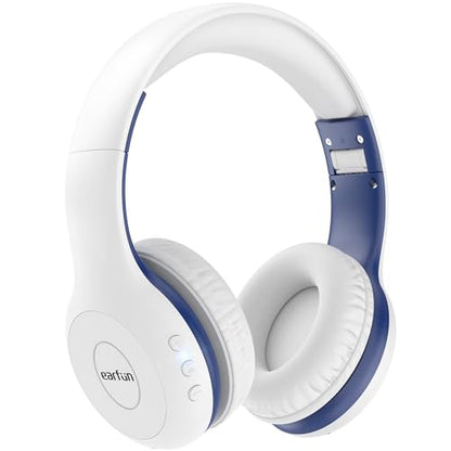 EarFun K2 Kids Bluetooth Headphones, Kids Headphones with Volume Limited, 40H Playtime, Built-in Mic, Stereo Sound, Foldable Over-Ear Headphone for School/Travel/iPad/Tablet, White - color: White