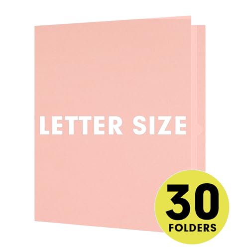 Two Pocket Folders, RAZCC 30 Pack File Folders with Pockets Fit Letter Size Paper, Thick Paper File Folder for School Office Business Home (Pink) - color: Pink