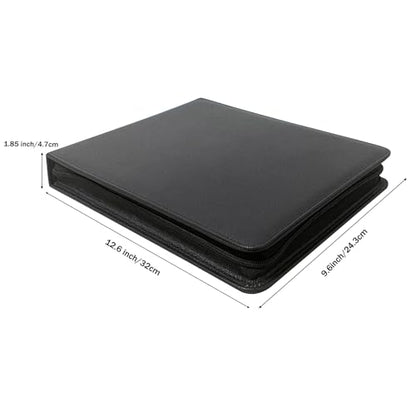 LLi Cufite 3 Rings Check Binder for End-Stub Deskbook Checks, Zipper Business Check Binder, 3 on a Page, Fit 3 & 9 Holes Check Faux Leather (9.5" x 12.6") (Black) - color: Black