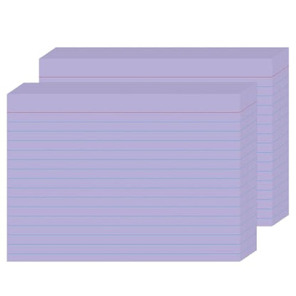 5x7 Purple Index Cards 50 Count, Large Ruled Note Cards with Rings for Creative Notes — 250gsm Heavy Cardstock Lined Flashcards for Vocabulary, Language Learning & Home Filing - color: Purple - 50 Pack