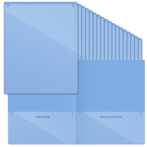 Henoyso 72 Pcs Plastic Take Home Folders with 2 Pockets Parent Teacher Classroom Communication Homework Folder for Students Parent Teacher Connect (Light Blue) - color: Light Blue