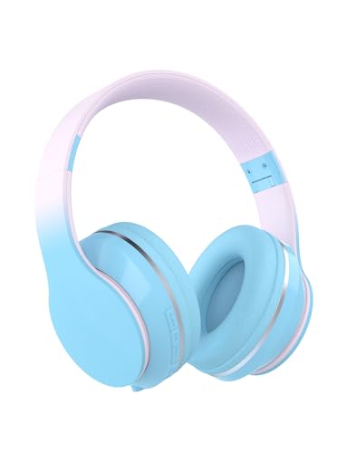 Bluetooth Kids Headphones,Wireless Kids Headphones Over Ear with Microphones,Stereo Sound ,10H Playtime, Foldable&Adjustable Children Headphone,Bluetooth Headset for Adults,School (Blue) - color: Blue