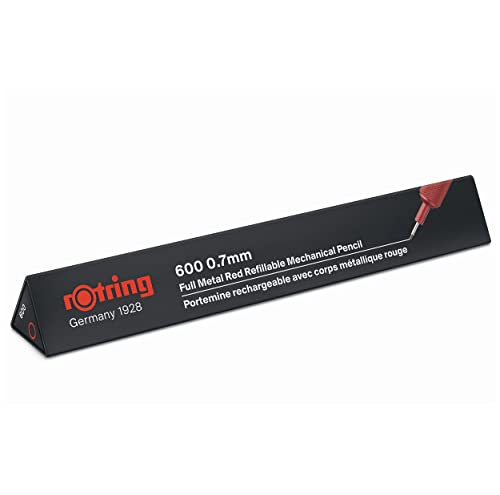 rOtring 600 Mechanical Pencil | HB 0.7 mm | Red All-Metal Body | Hexagonal Barrel - color: Red, size: 0.7mm