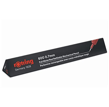 rOtring 600 Mechanical Pencil | HB 0.7 mm | Red All-Metal Body | Hexagonal Barrel - color: Red, size: 0.7mm