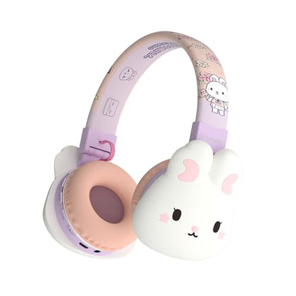 Icarer Kids Bluetooth Headphones with 85dB Volume Limiter, Bluetooth 5.4 & 20H Playtime, Ultra-Soft Foldable Over-Ear Headset with Mic, FM/TF/Wired Mode, Cute Animal Design for School Travel (Purple) - color: Purple