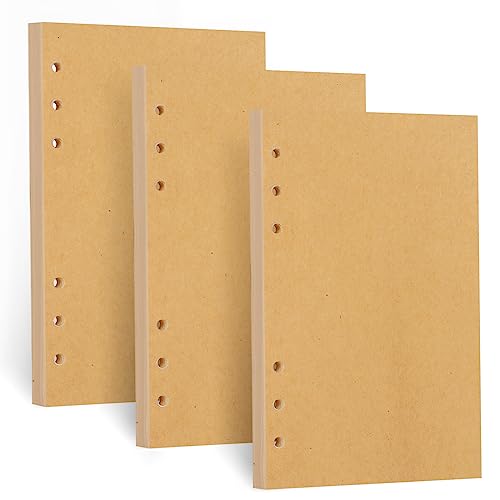 A6 Refill Paper, [3 Pack] Toplive 100GSM Thick Refillable Paper 6 Hole Filler Inserts Loose Leaf Paper 135 Sheets (270 Pages) for 6 Ring Binder Journal Notebook-Kraft Paper - style: Kraft Blank 3 Pack