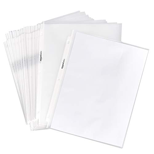 Amazon Basics Heavy Duty Non-Glare Sheet Protector for Documents, 3 Ring Binder, Top Loading, Letter Size 8.5 x 11 inch, Clear, 100-Pack - size: 100 Pack, style: Non-glare Finish