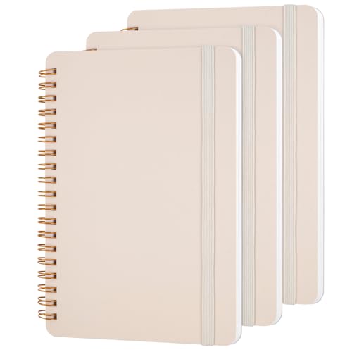 Utron 3 PCS Small Spiral Notebook 5x7, Notebooks for Note Taking, Beige Spiral Journal Notebook, Work Notebook Small Notebooks 5x7 with Strap, Cute Notebooks for Women 70 Sheets/Note Books - color: Beige, size: 5x7