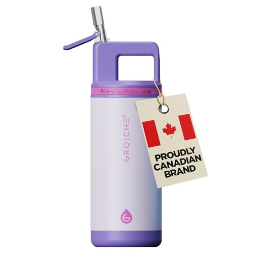 GROSCHE Alpine Flip N Sip Kids Water Bottle Straw Lid, Cosmic Purple, 16 oz | Stainless Steel, Leakproof Design, Keeps Drinks Cold up to 60 Hours, Ideal for Gym, Travel, Outdoors, Canadian Brand - color: Cosmic Purple, size: 16 Ounces