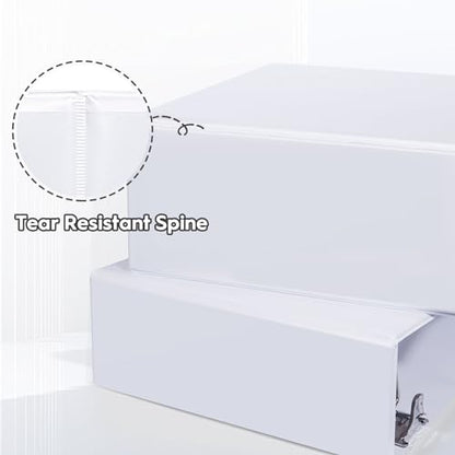 Comix Durable 3 Ring Binder, 5 inch D Ring Binders, Hold 950 Sheets of US Letter Size Paper, 6 Pack (White) - color: White, size: 5 Inch, style: 6 Pack
