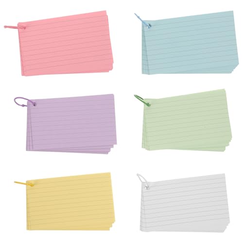 Cabilock Multi-purpose Blank Note Cards with Binder Ring Lined Index Cards Flash Cards Blank for English Learning and Memory Improvement