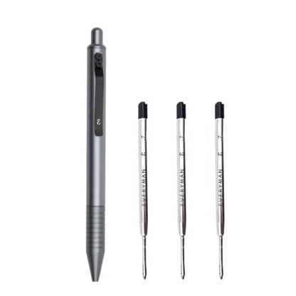 Everyman Gunmetal Grafton Gel Ink Pen Bundle | Premium 0.7mm Refillable Metal Pen with Comfortable Grip + 3 Black Refills | Smooth Writing EDC Pen Set for Office, Travel, Gifts & Daily Use - color: Gunmetal, style: Pen and Refil Set