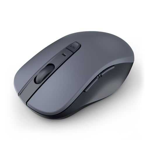 WL300 Bluetooth Mouse Silent Wireless Mice, Quiet Click, Cordless Computer Mouse with 6 Buttons, Sculpted Grip, Adjustable DPI for Laptop, PC, Mac, 18-Month Battery Life for Work or Travel ( Grey) - color: Dark Grey